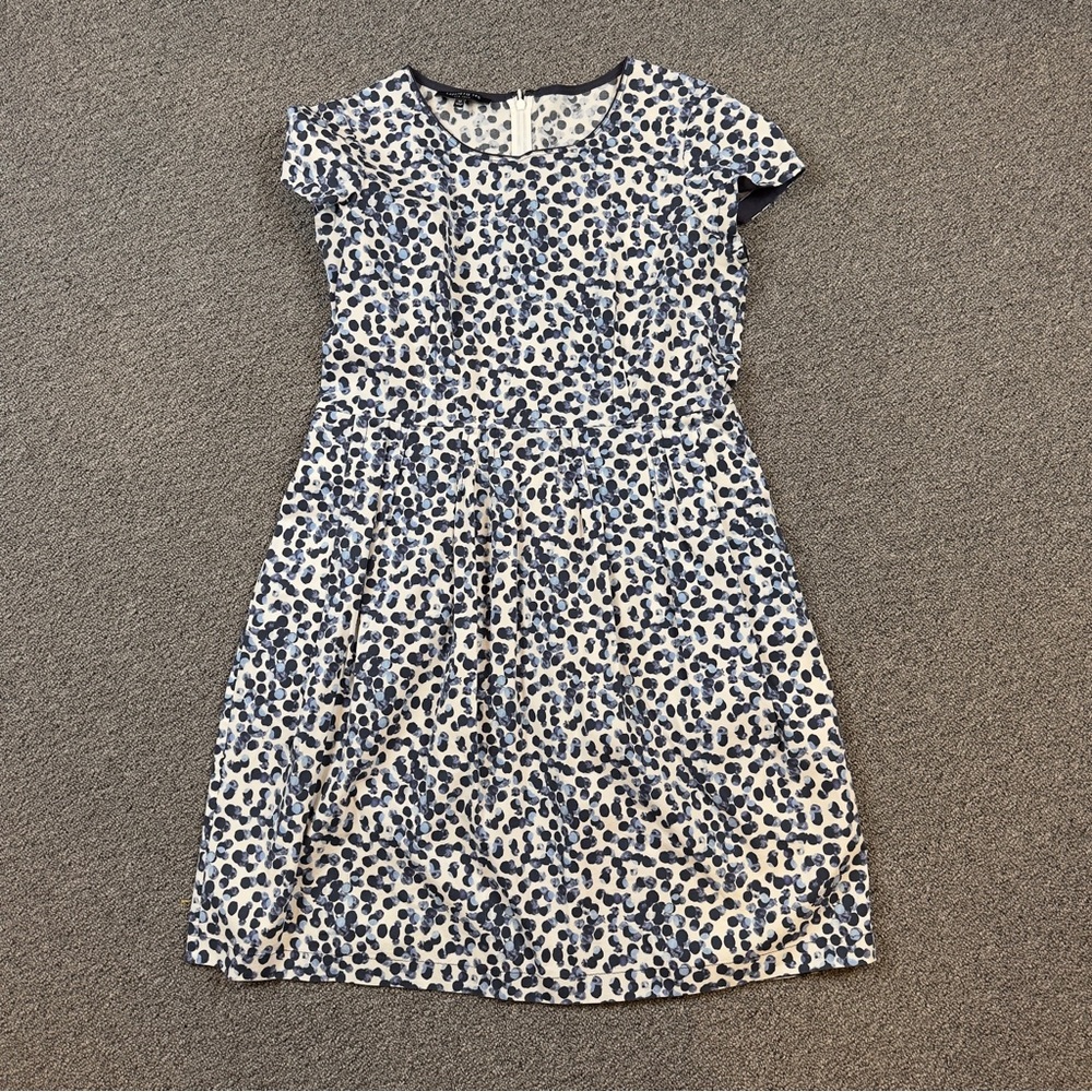 Lafayette 148 New York Blue and White Patterned Dress